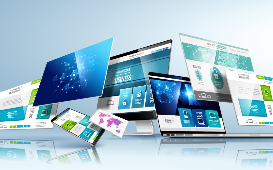 Business websites shown across a laptop, tablet, and smartphone, illustrating helpful content on every screen size.